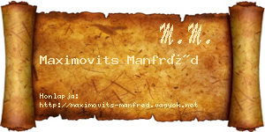 Maximovits Manfréd névjegykártya